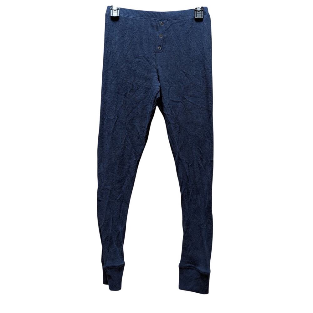 FREE PRESS Size Medium Ribbed Leggings Blue Pajama Bottoms Joggers